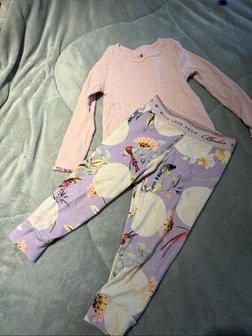 Ted Baker Lavender Floral Moon Pajama Set with Light Pink Top